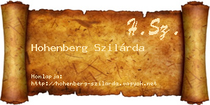 Hohenberg Szilárda névjegykártya